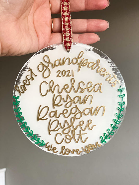 Best Grandparents Ornament with Kids Names - Acrylic